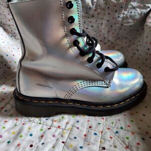 Dr Martens Pascal  Silver Boots Women's 6.